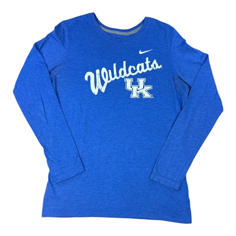 Nike Women's XL Long Sleeve T-Shirt Kentucky Wildcats Heather Blue Script Logo